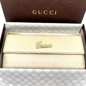 🔹️GUCCI 🔹️GG purse long wallet ivory Italy Cow Leather plate ✨️🍍